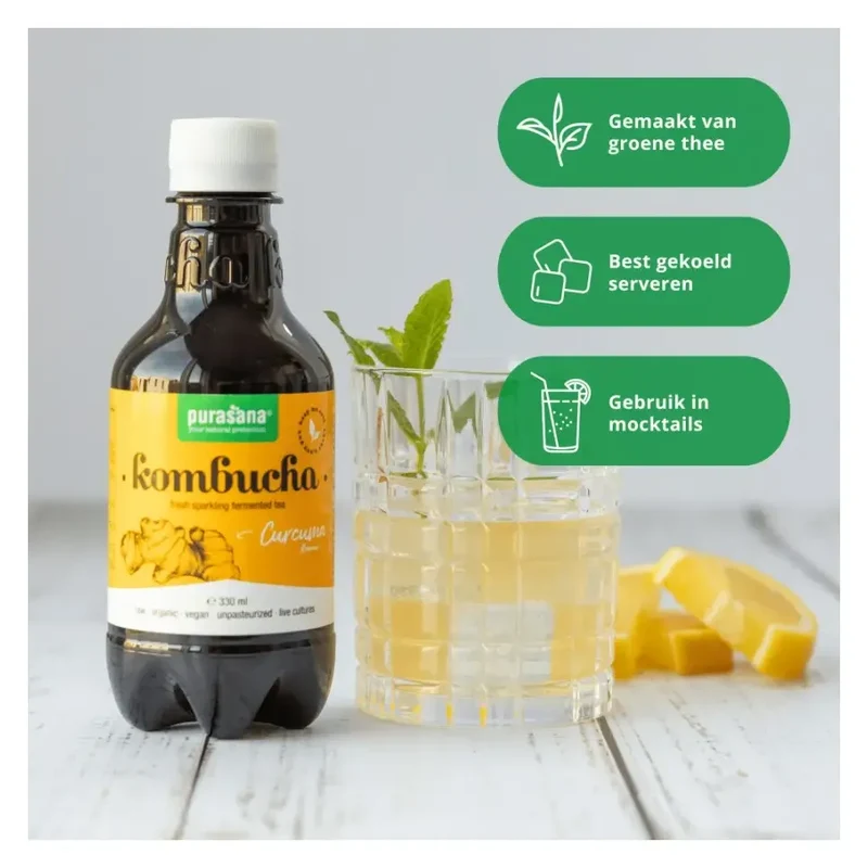 Purasana kombucha fresh spark tea curcuma 330 ml