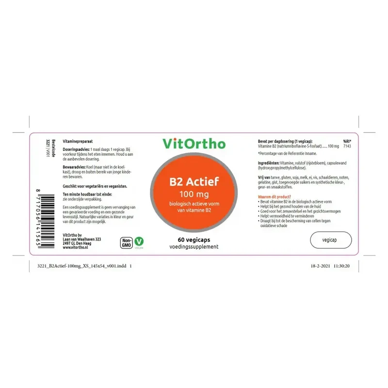 VitOrtho B2 Actief 100 mg 60 vcaps